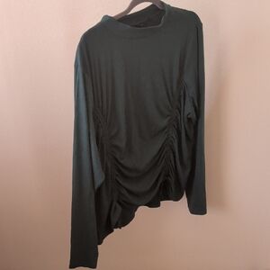 Lane Bryant Dark Green Ruched Long Sleeve Top
